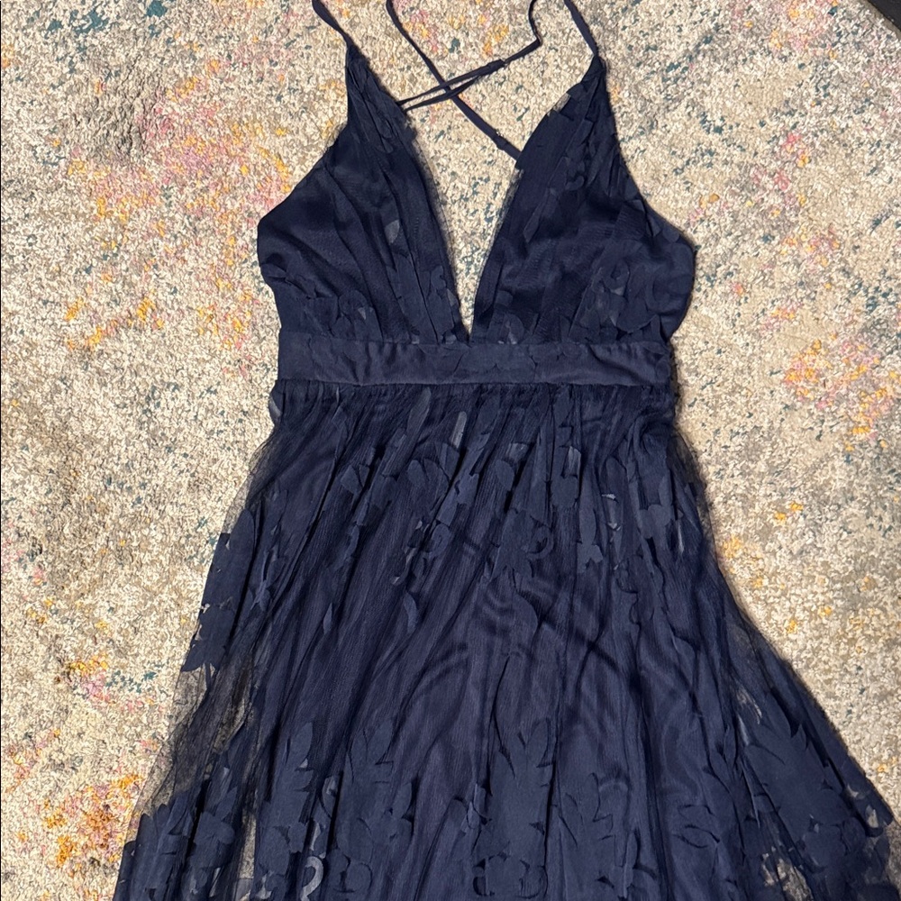 Elegant Navy Blue Women's Formal Dress S